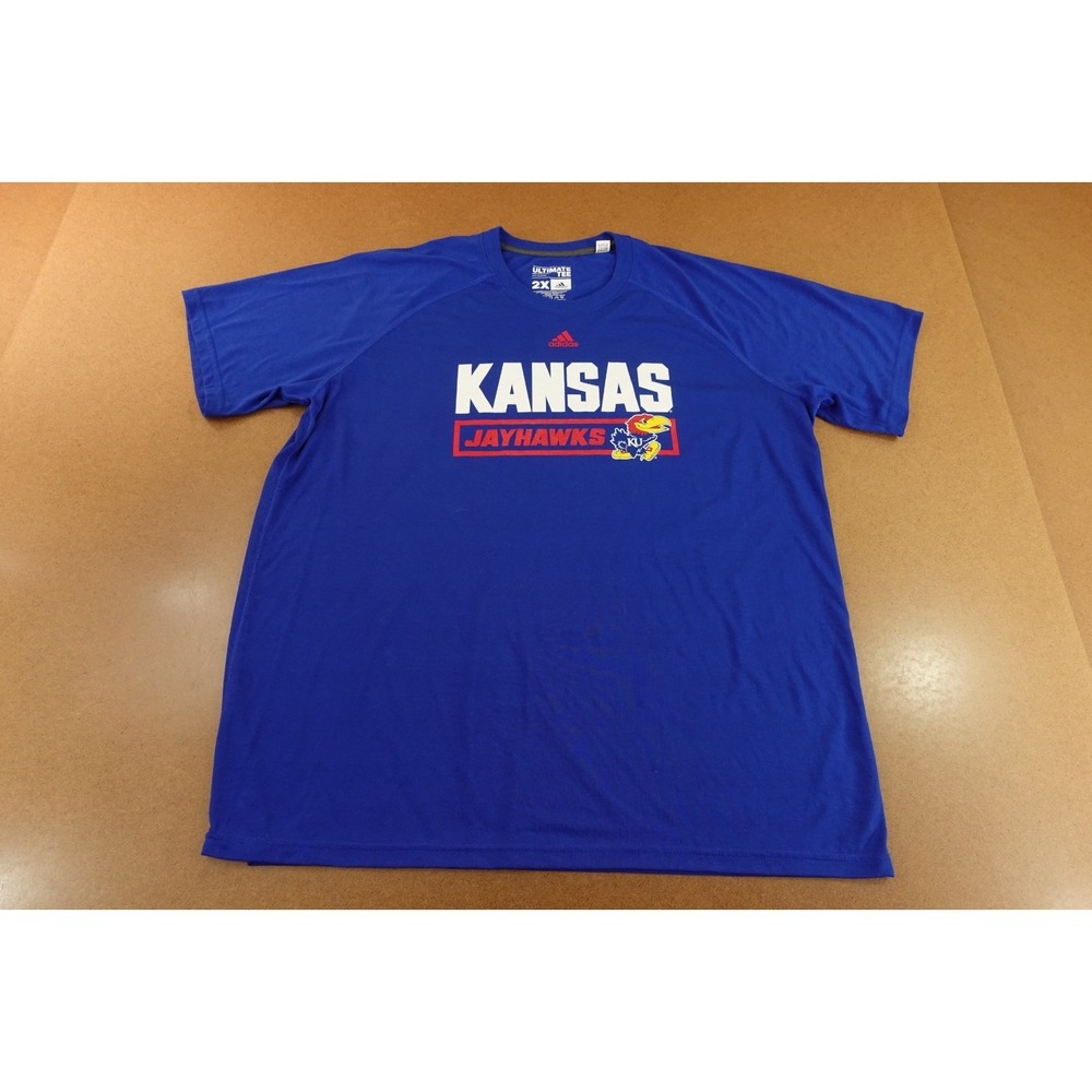 Kansas Jayhawks Adidas Mens Size 2X Blue Short Sleeve Graphic Ultimate Tee